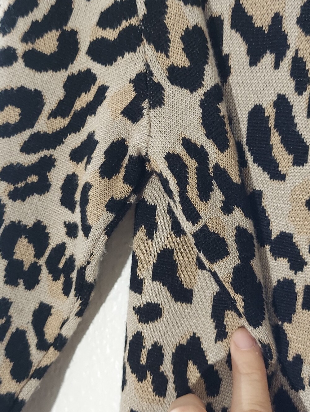 NINA LEONARD Leopard Print Black/Beige Long Sleeve Sweater Dress WM Size L NWT - Picture 11 of 13